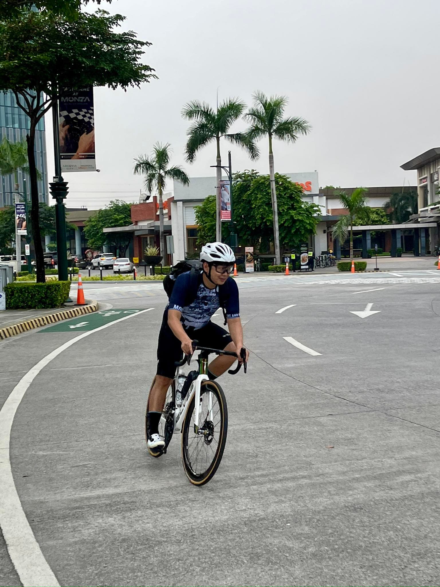 Cycling on an open road
