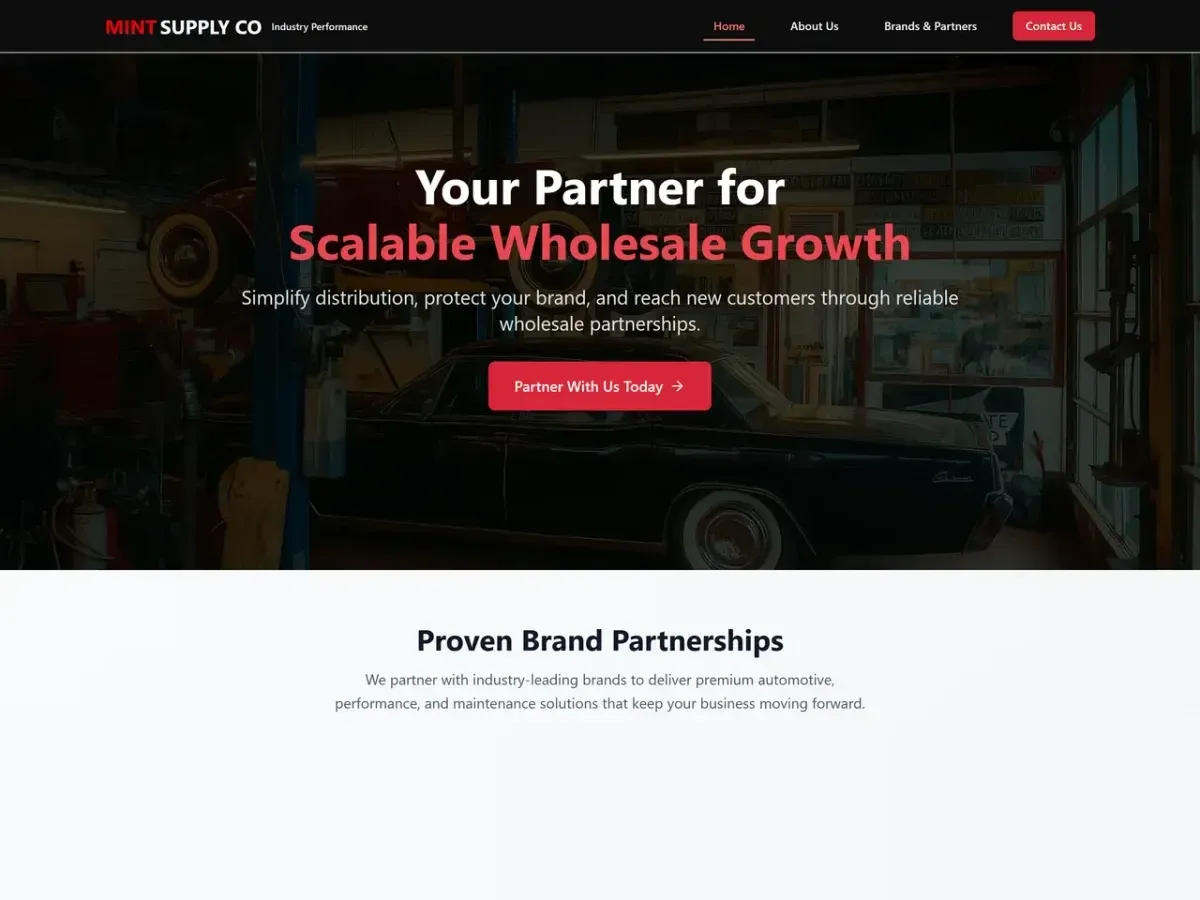 Mint Supply Company — homepage screenshot