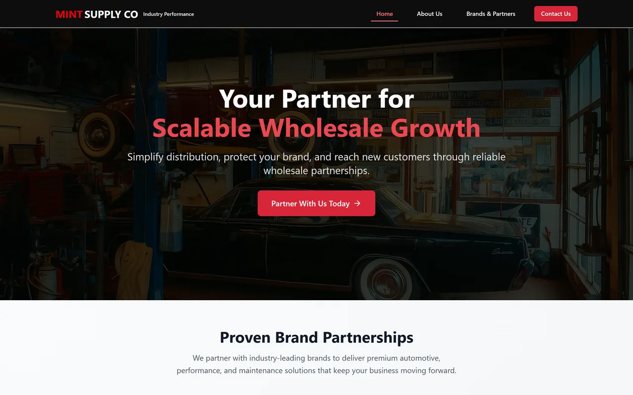 Mint Supply Company — homepage screenshot
