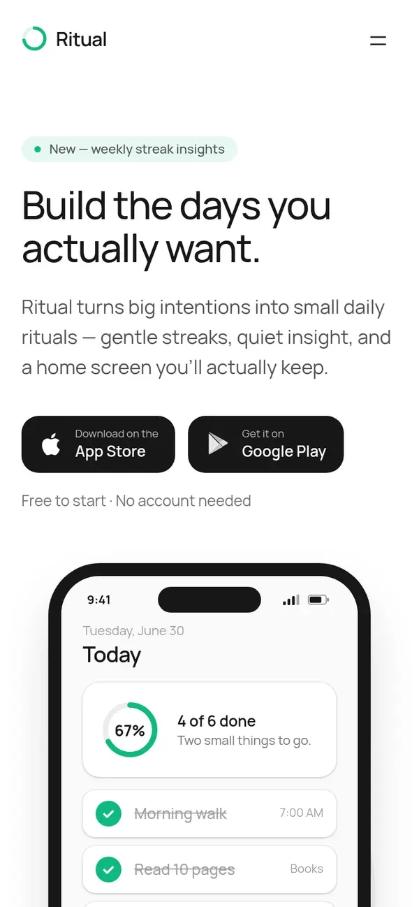 Ritual — mobile screenshot