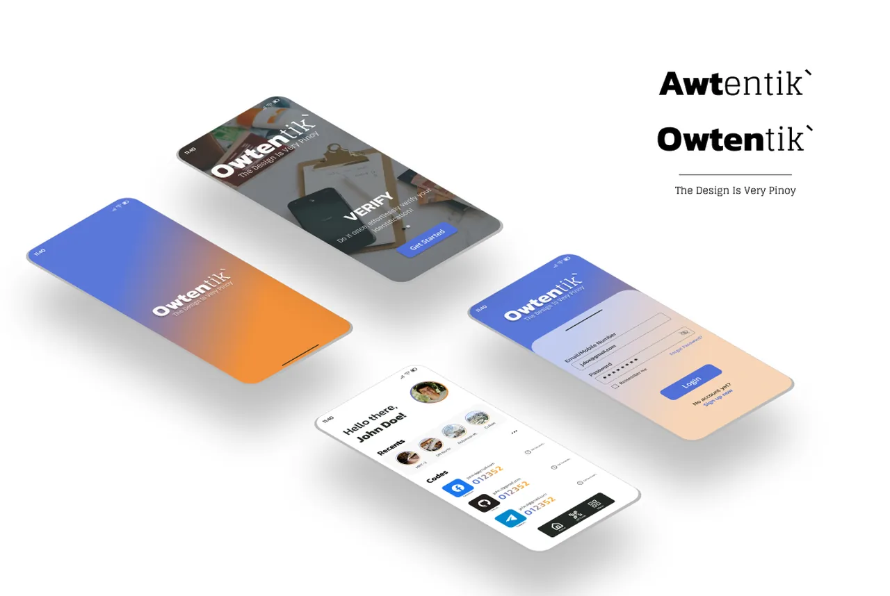 Owtentik — Figma prototype frames