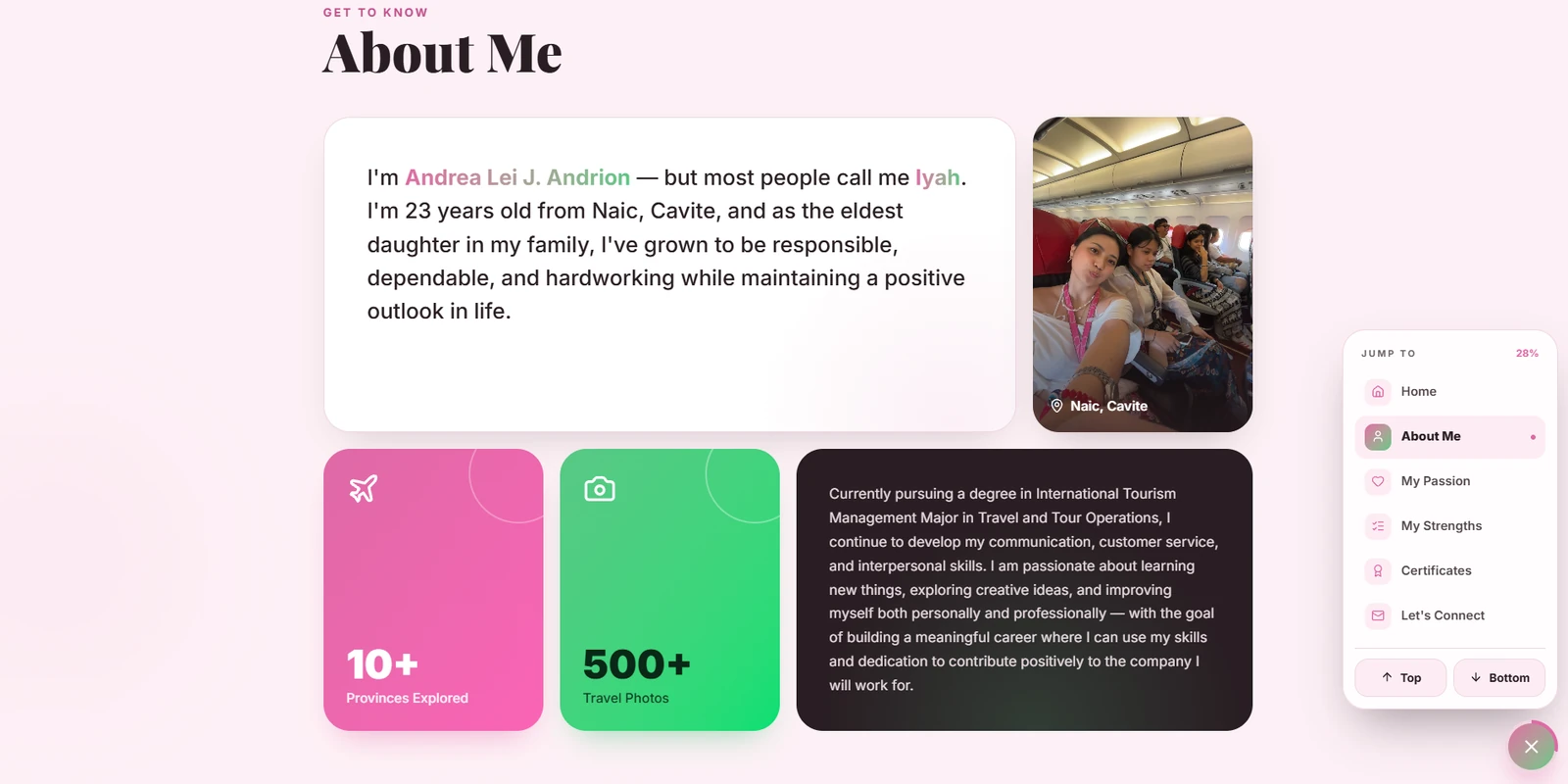 Andrea Tourism Portfolio — screenshot 1 of 3
