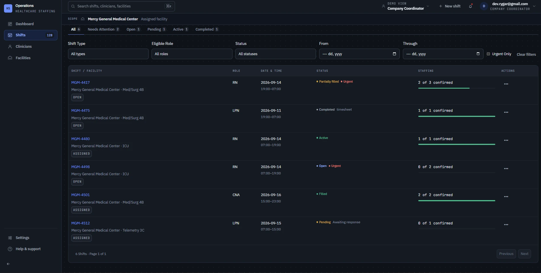 Healthcare Staffing Demo — screenshot 1 of 3