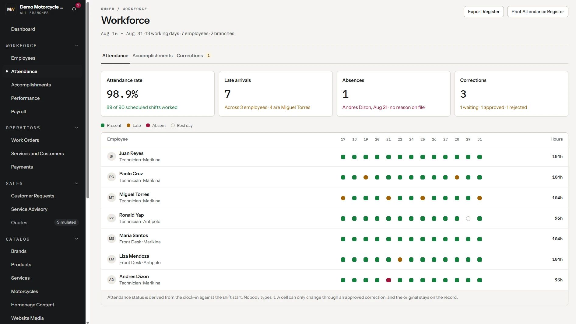 Motorcycle Internal App — screenshot 1 of 3